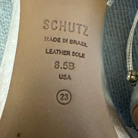 Schutz Silver Rhinestone Ankle Wrap Sandals SIZE 8.5 Stiletto Heel Revolve $138 - Picture 11 of 12